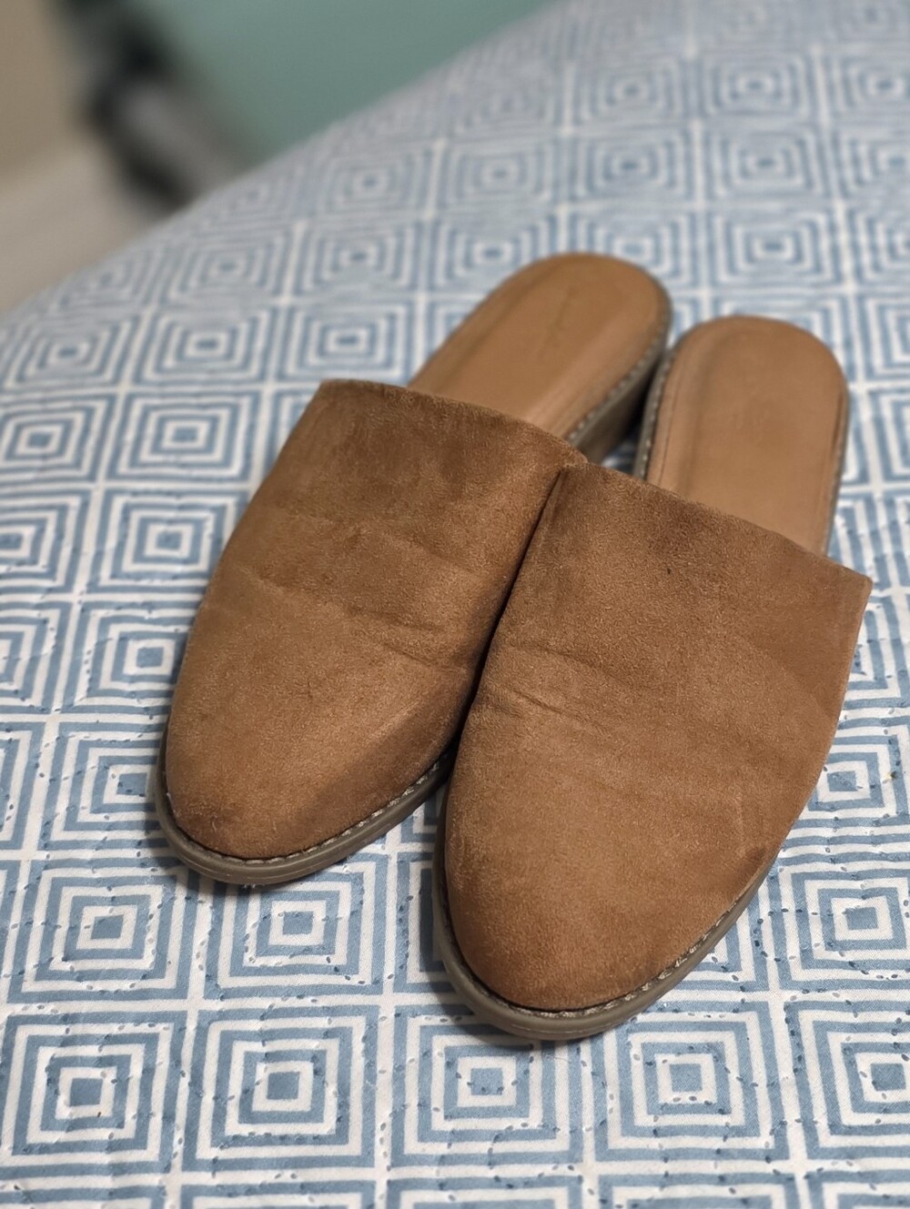 Women's Tan Suede Slip-On Mules